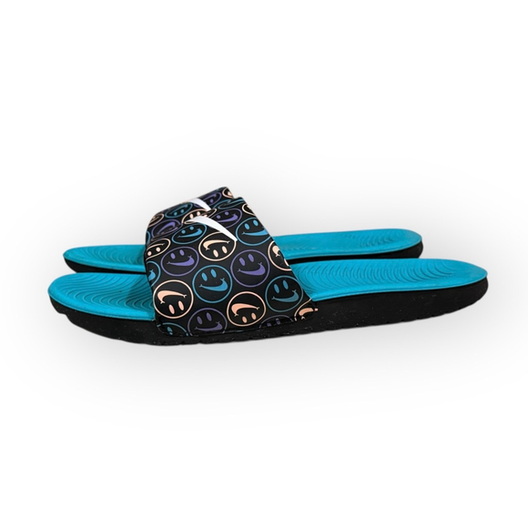 Nike Benassi JDI Slides Have A Nike Day Smiley 819358-009 Teal Black Youth 7Y - Picture 6 of 8